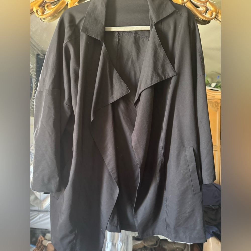 Women's Black Open Front Jacket - Picture 2 of 7
